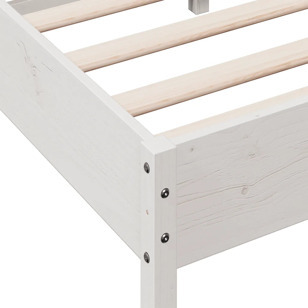 Letto senza Materasso Bianco 90x200 cm Legno Massello di Pino