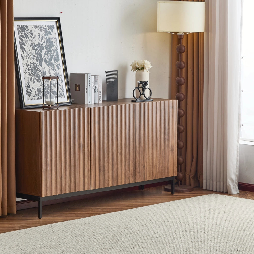 Credenza Mid-Century 3 Ante con Ripiani ¨C MINIMAL ¨C Rovere Scuro 150x40x80