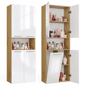 Mobile bagno NEL 1k DK scaffale colonna con koszem per bucato rovere artisan bianco lucido