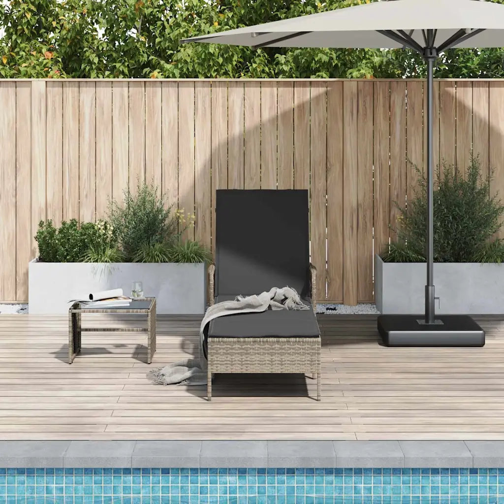 Lettino da sole Grigio e Grigio Scuro 200 x 55 x 92 cm 365427