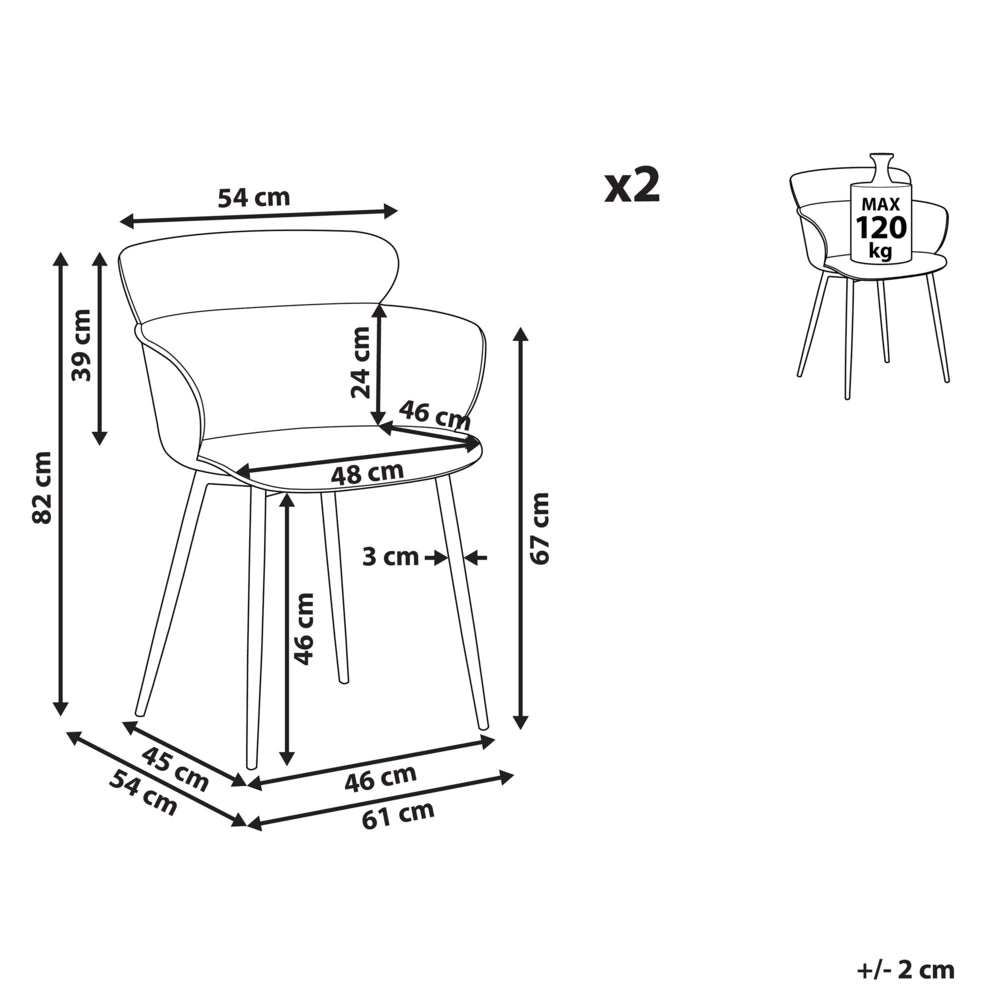 Set di 2 sedie da pranzo in materiale sintetico Nero gambe in metallo schienale ergonomico soggiorno moderno