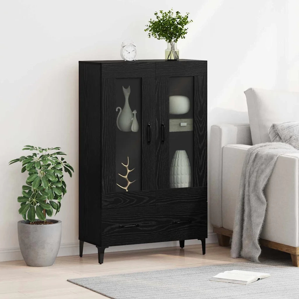 Credenza | Madia | Buffet da pranzo | Armadio da pranzo con cassetto Rovere Nero 70 x 31 x 115 cm