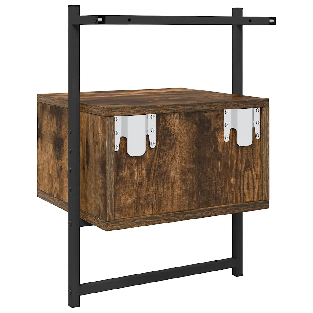 Comodini a Muro 2 pz-Set di 2 Tavolino da notte Rovere Fumo 35x30x51 cm Legno Multistrato