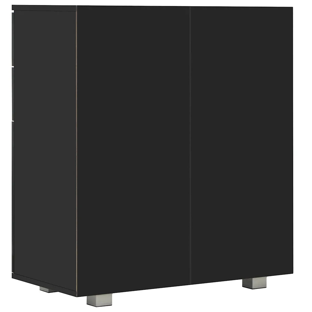 Credenza con Finitura-Buffet-Armadio da cucina Lucida Nera 71x35x80 cm in Truciolato