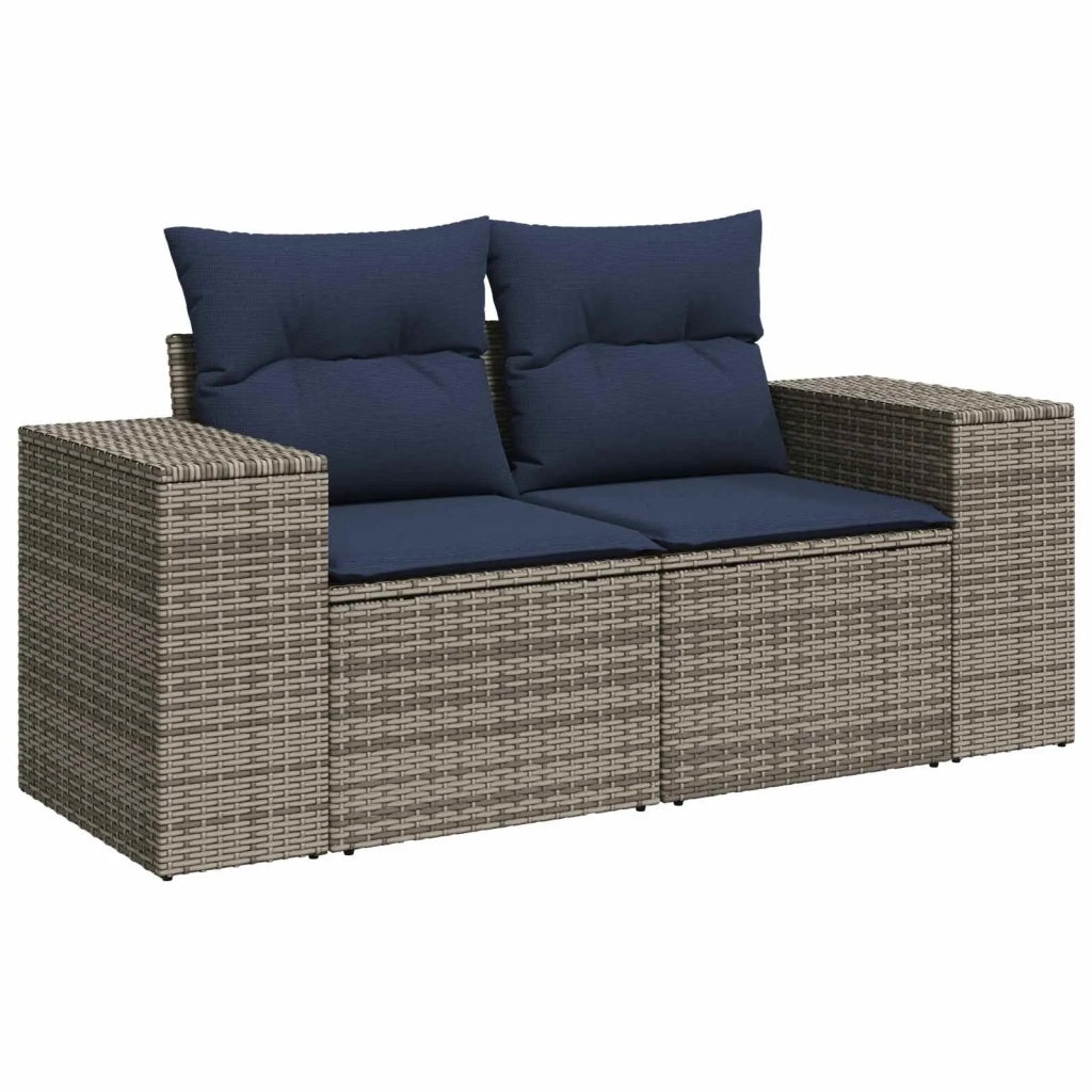 Set di divani 6 pz Grigio e Blu Navy Rattan sintetico e Acciaio 3447569