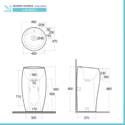 Lavabo da terra freestanding Cloud bianco opaco in ceramica