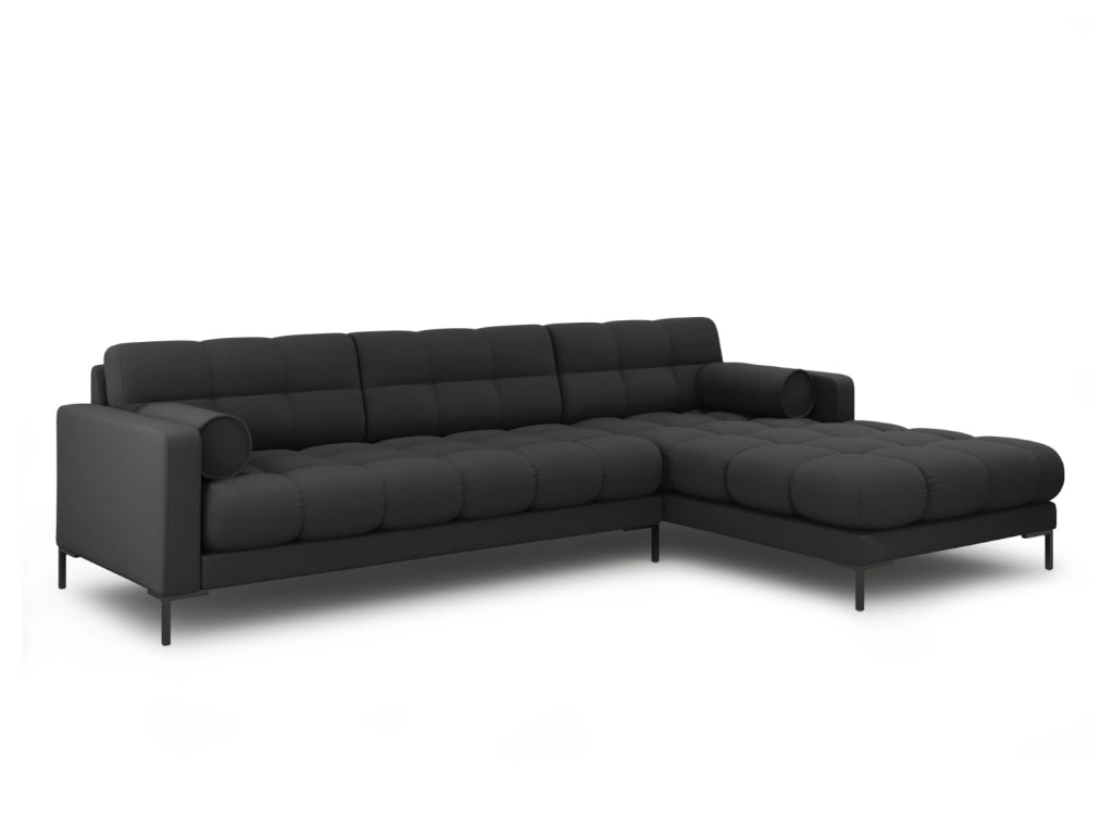 Cosmopolitan Design - Divano angolare destro "Bali" 5 posti in tessuto strutturato grigio scuro 
