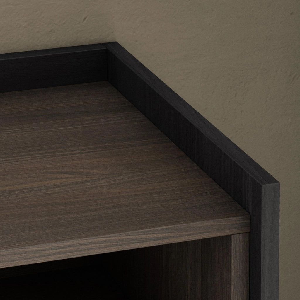 Credenza, Mobile, Cucina, 207x80x37 cm, 4 Porte, LED, Rovere scuro e Nero