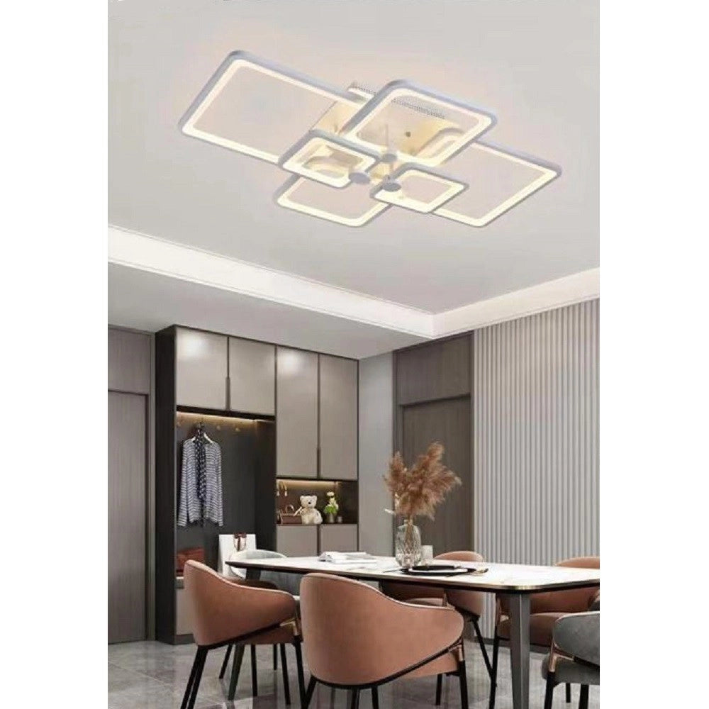 Trade Shop - Lampadario Plafoniera Con Quadrati Lampada Da Soffitto Led Design Moderno C26-b - -bianco Caldo      -