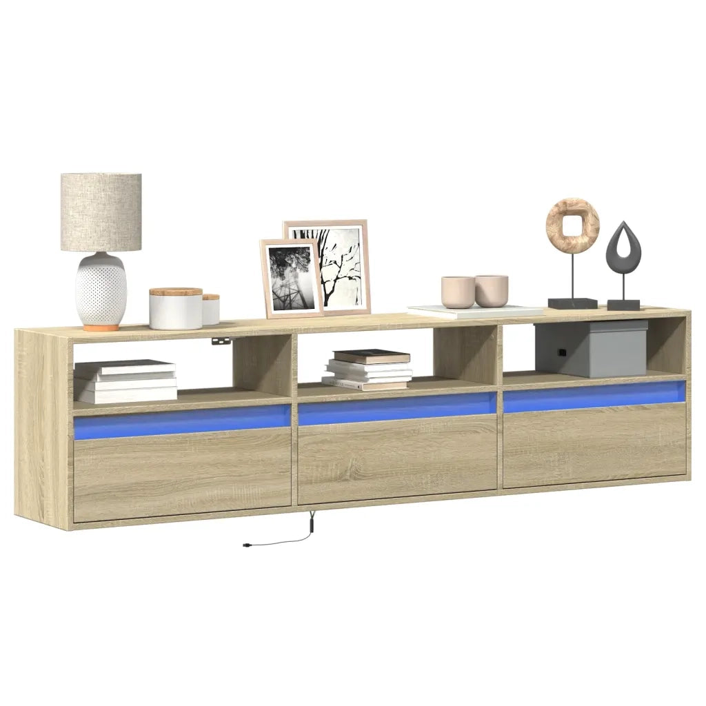 Mobile TV a Parete con LED-Mobile TV a Muro Rovere Sonoma 180x31x45 cm 952751