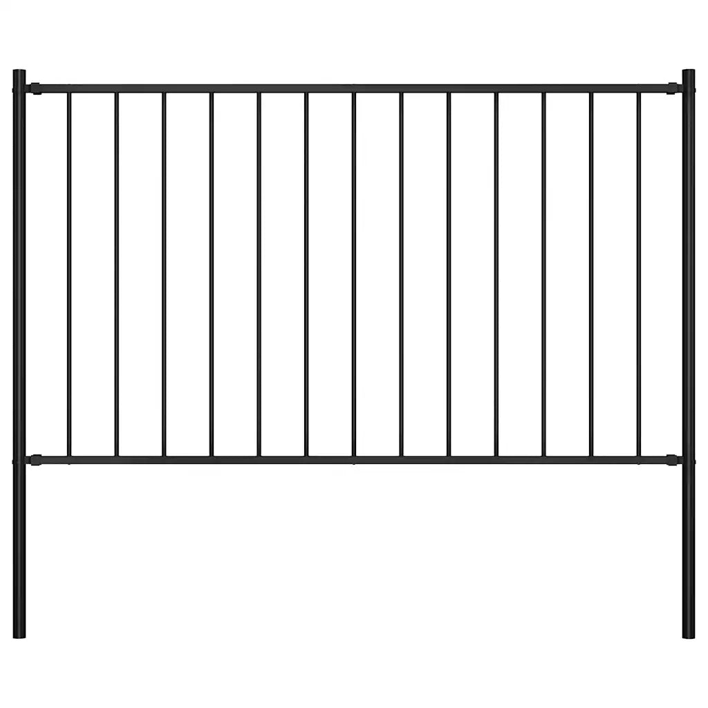 Pannello Recinzione con Pali Acciaio Verniciato 1,7x1,25 m Nero cod mxl 58082