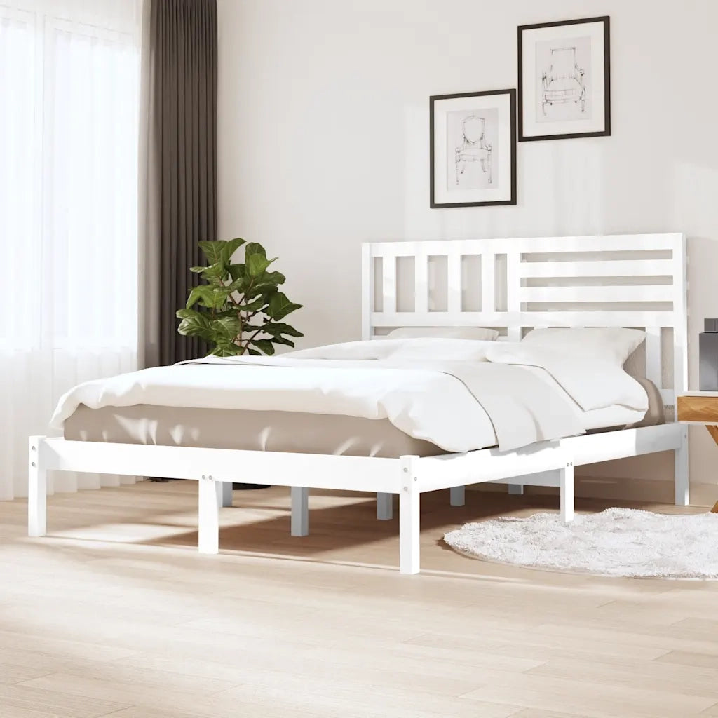 Giroletto-Struttura Letto Bianco in Legno Massello di Pino 140x200 cm 300050