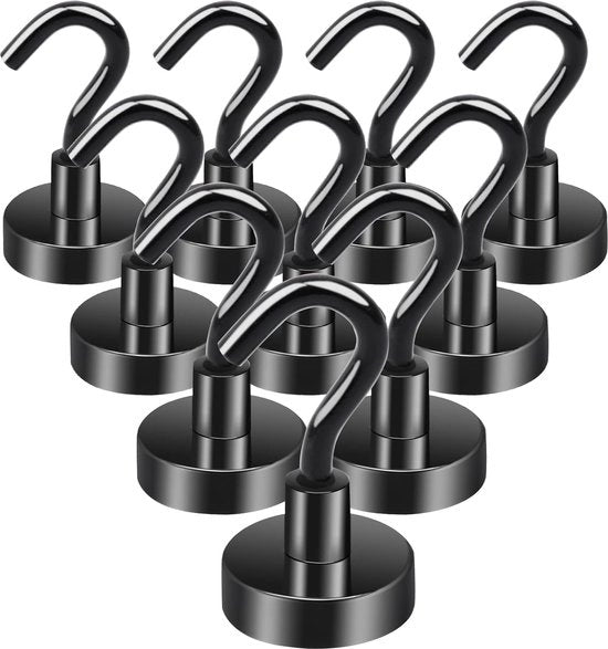 10 pezzi di uncini magnetici extra resistenti 15 kg magneti neodymium con uncini, 20 mm