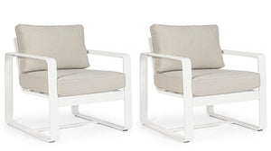 Set 2 Poltrone 74x78x84h cm con Cuscini Merrigan Bianco