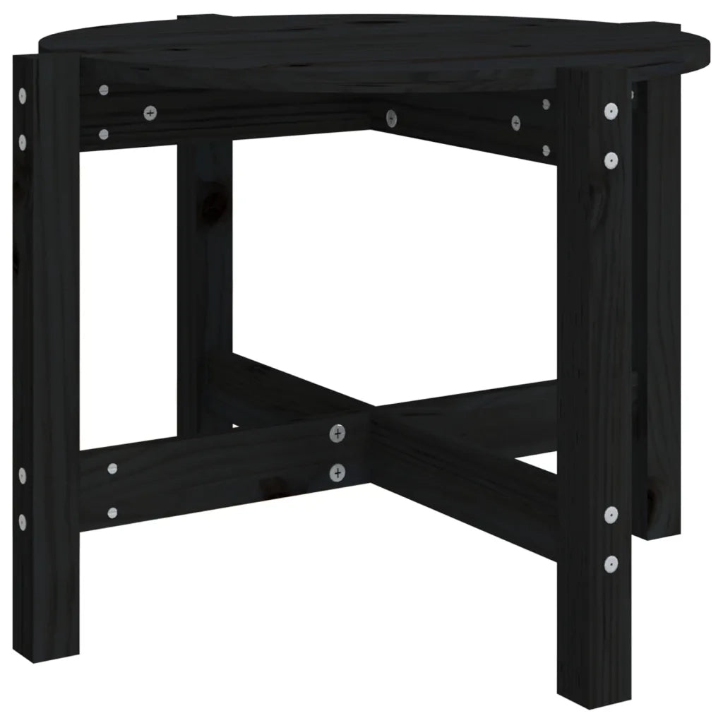 Tavolino da Salotto Nero Ø 62,5x45 cm in Legno Massello di Pino 822306