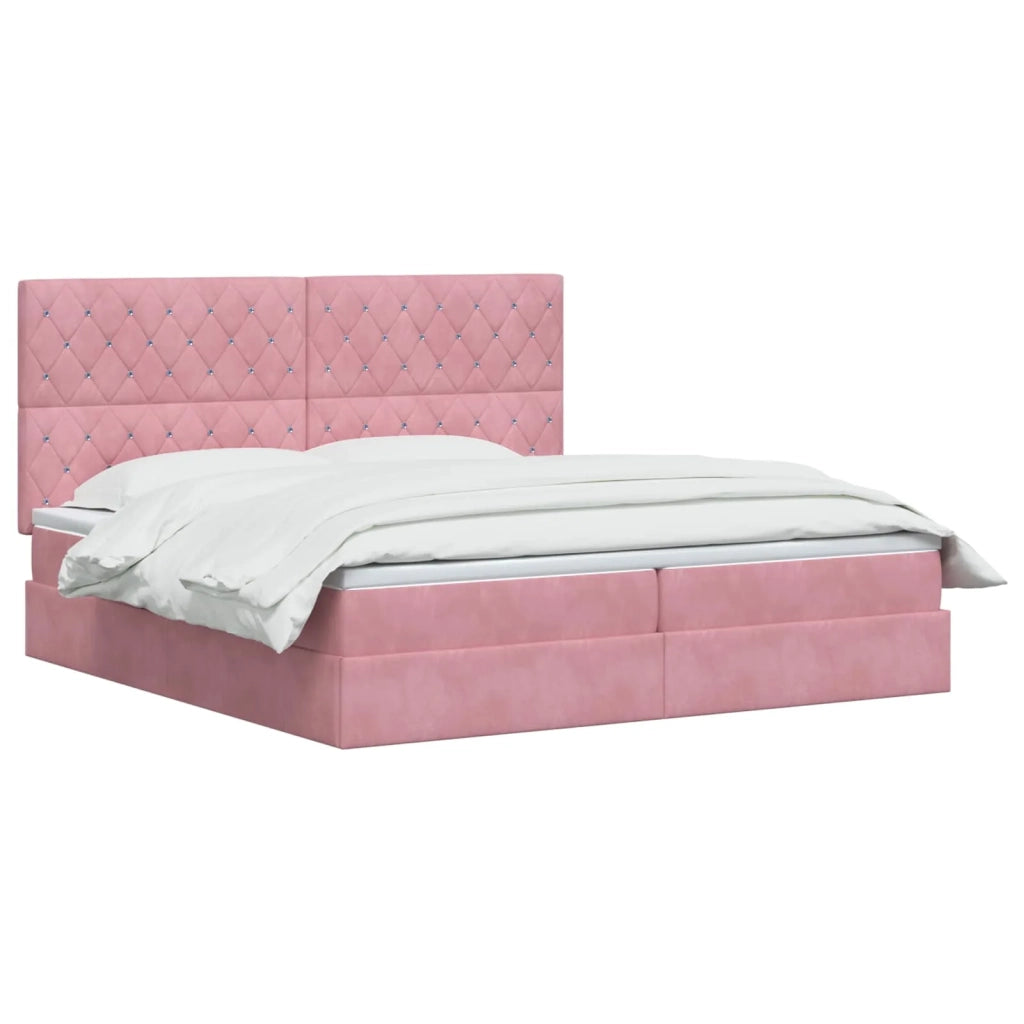 Letto con contenitore e materasso Rosa 200 x 200 cm Velluto 3459656