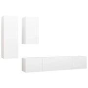 Set di Mobili Porta TV 4 pz | Armadietto TV | Mobile Porta TV Bianco in Legno Multistrato