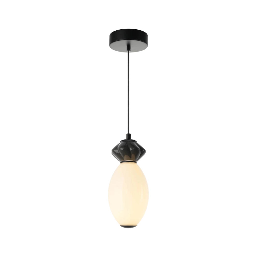 Sospensione Art Déco nera vetro ovale LED 7W Italux