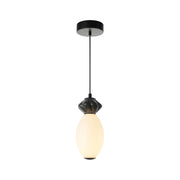 Sospensione Art Déco nera vetro ovale LED 7W Italux