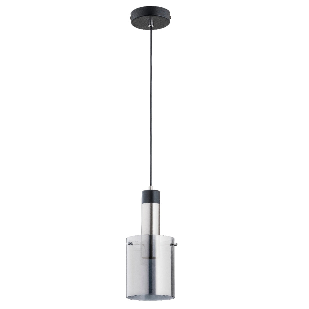 Lampada a sospensione BELLA tubo vetro nero E27 15W Alfa