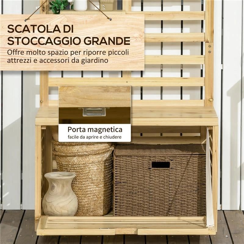 CASSAPANCA DA GIARDINO CON TRALICCIO E 4 RIPIANI IN LEGNO CON CHIUSURA MAGNETICA, 80X45X160 CM
