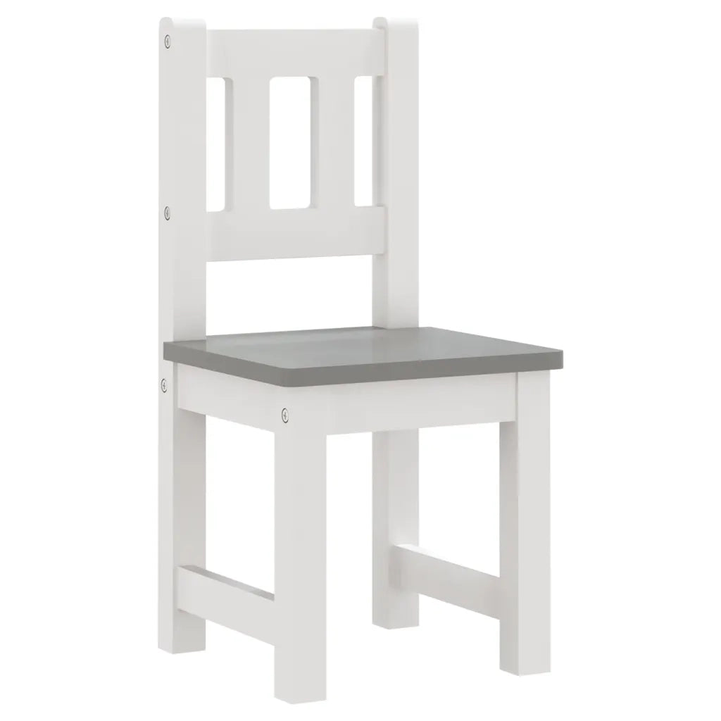 Set Tavolo e Sedie per Bambini 4 Pezzi Bianco e Grigio in MDF CFW5931682