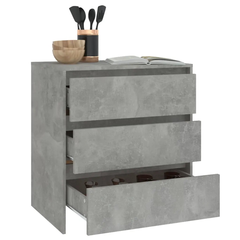 Credenza | Madia | Buffet da pranzo | Armadio da pranzo Grigio Cemento 70x41x75 cm in Truciolato