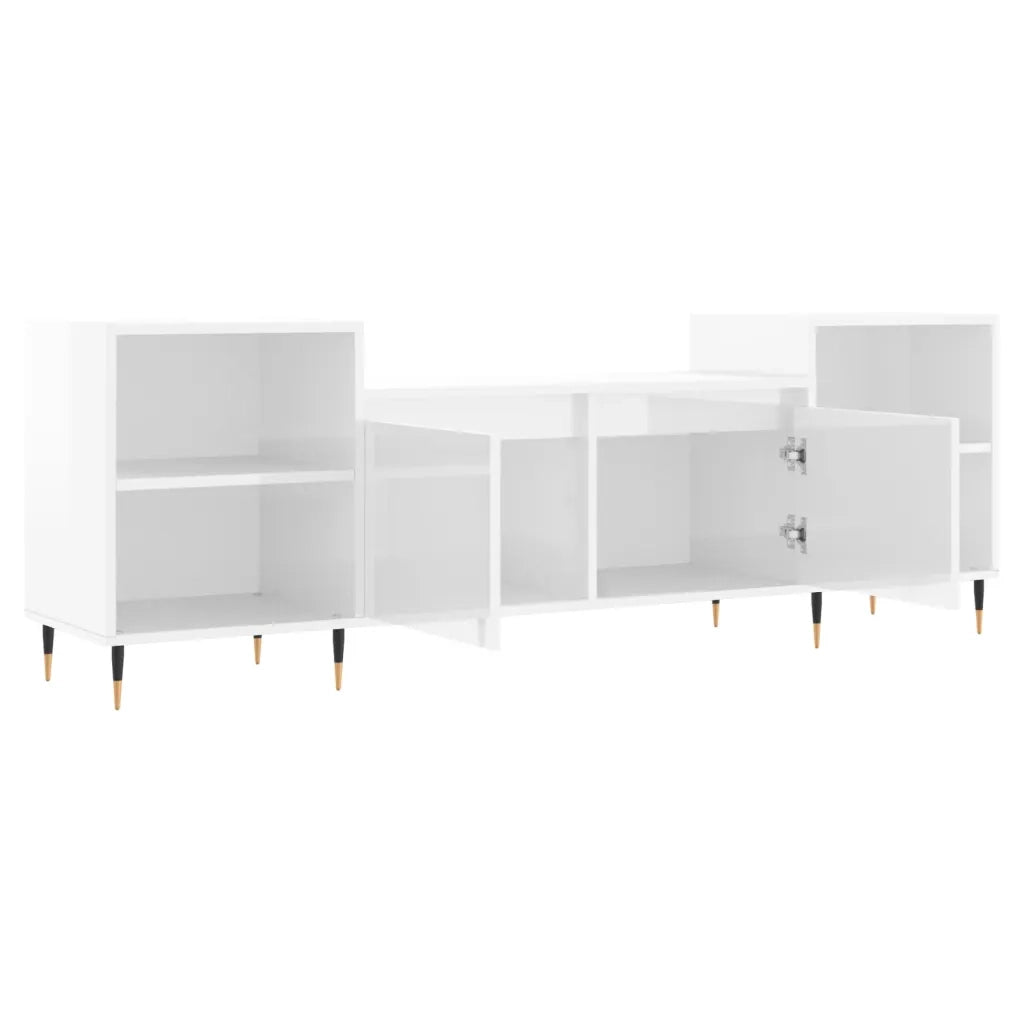 Mobile Porta TV Bianco Lucido 160x35x55 cm in Legno Multistrato 831334