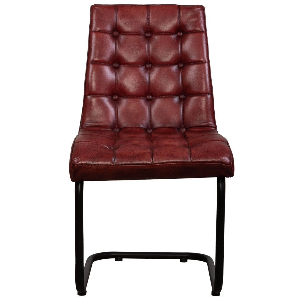 Sedia rivestita in pelle marrone 41x50x94h cm