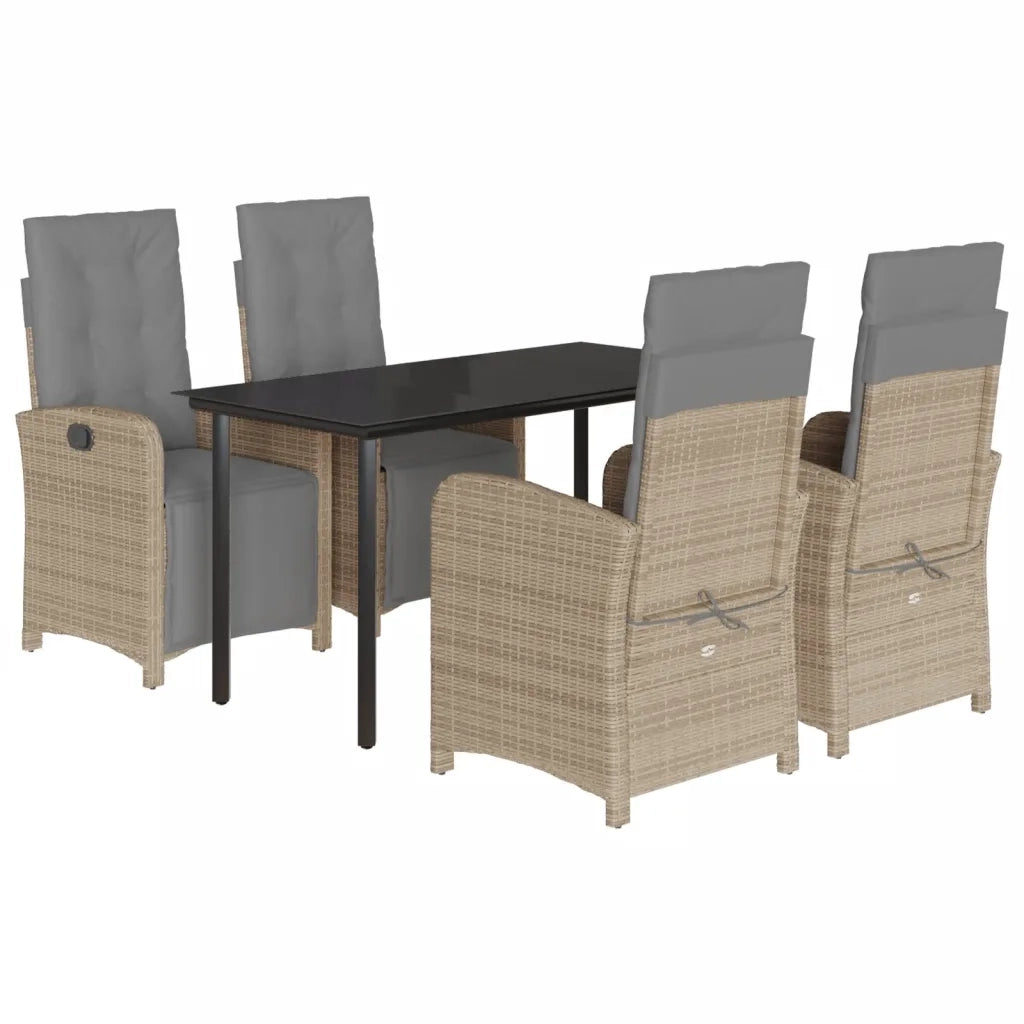 Set da Pranzo da Giardino 5 pz con Cuscini Beige in Polyrattancod mxl 87977