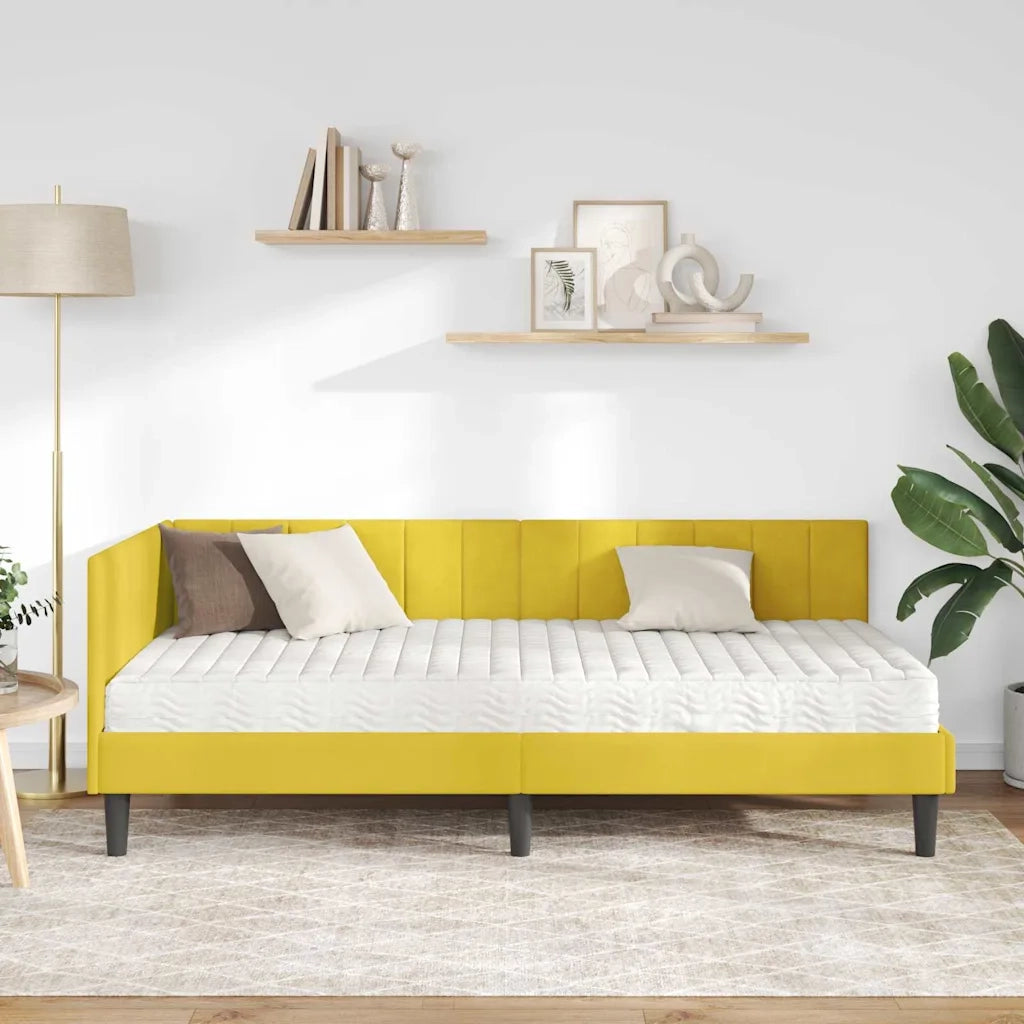 Struttura Letto Angolare con Materasso 2 pz-Giroletto con materasso Giallo Velluto 172996