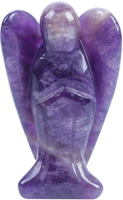 Angelo di amatista naturale, figura da tasca decorativa, 7,5 cm, cristallo lavorato a mano