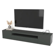 Amore, Mobile Porta tv 2 Ripiani Made in Italy, 200x40x37h cm Nero Antracite Lucido