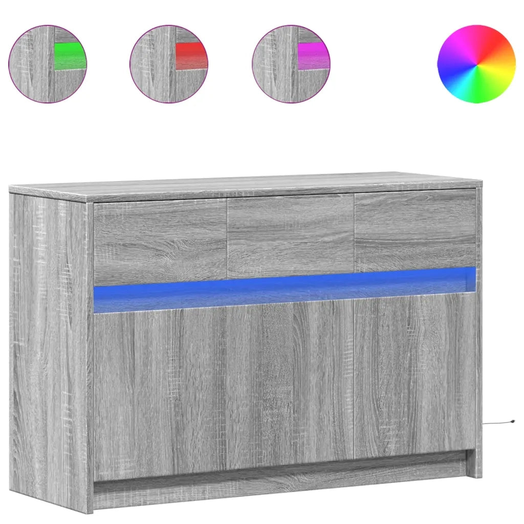 Mobile Porta TV con LED Grigio Sonoma 91x34x61 cm in Truciolato 852185