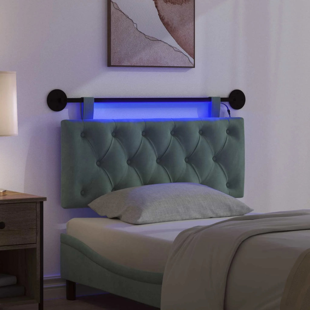 Testiera sospesa Con luce LED Verde Mare Velluto