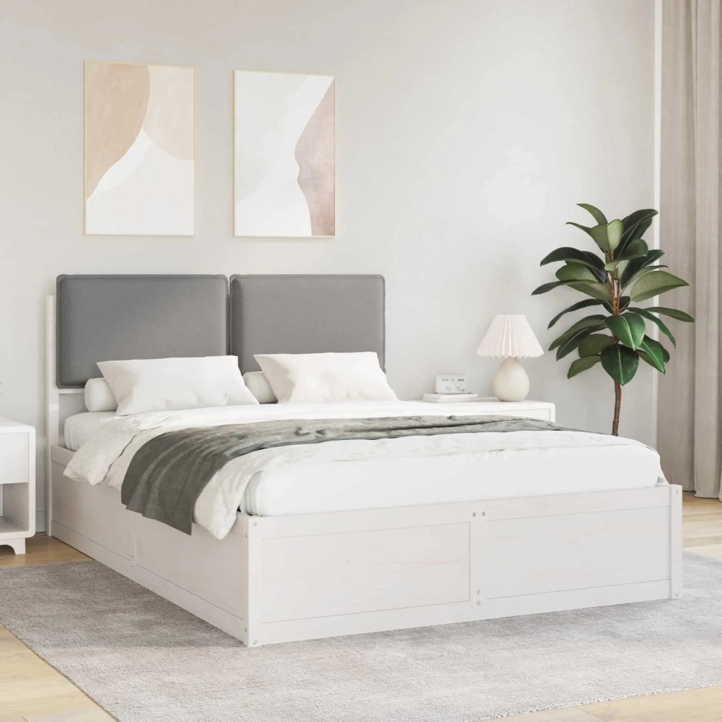 Letto con Testiera Rivestita Grigio chiaro 160 x 200 cm