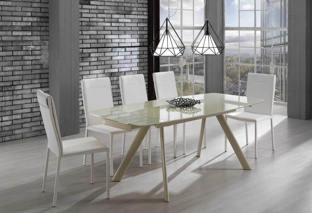 Set 2 sedie in pelle sintetica bianche cm. H.99 x L.44 x P.55
