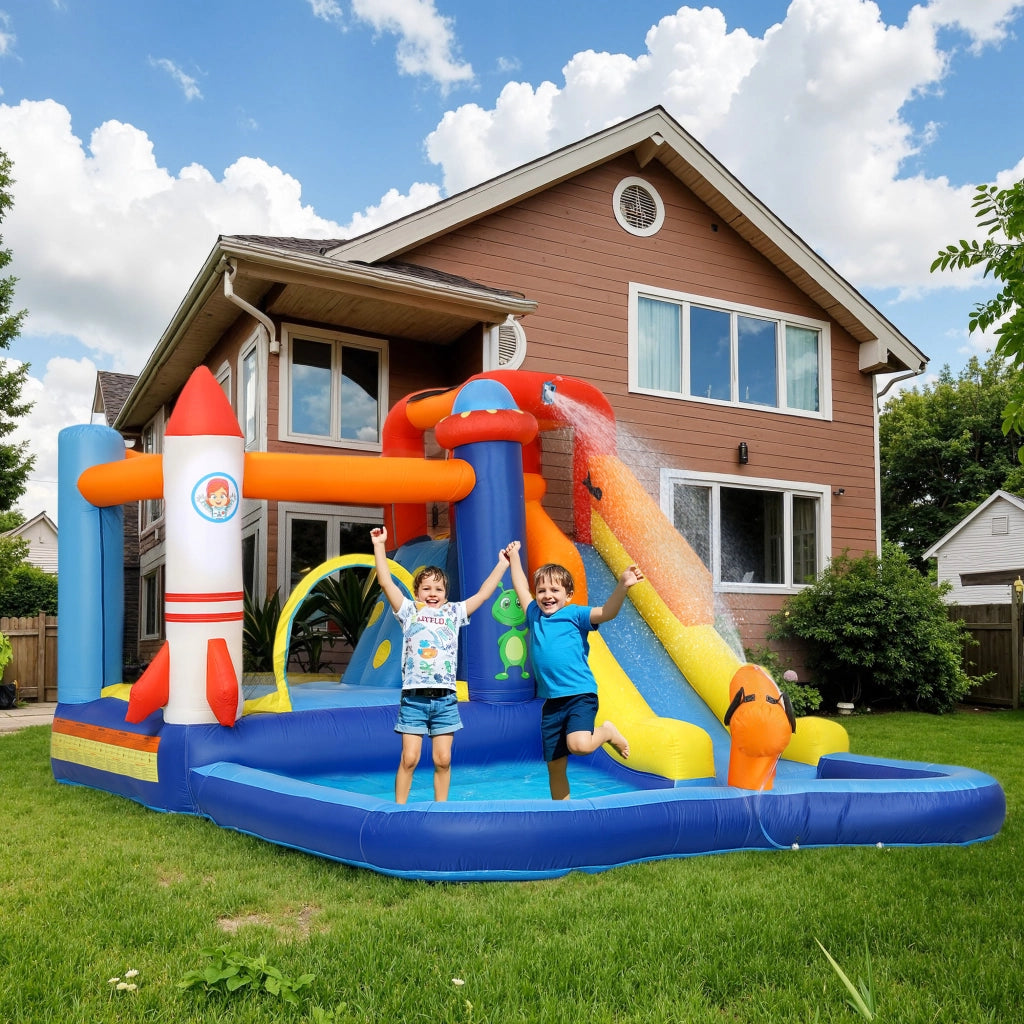 Castello gonfiabile 5 in 1 con scivolo e piscina ¨C zephmum ¨C 550W