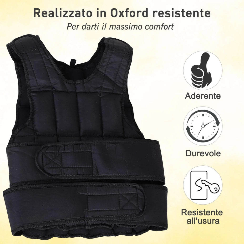 Giuobbotto Zavorrato con 38 Pesi 20 Kg in Tessuto Oxford  Nero