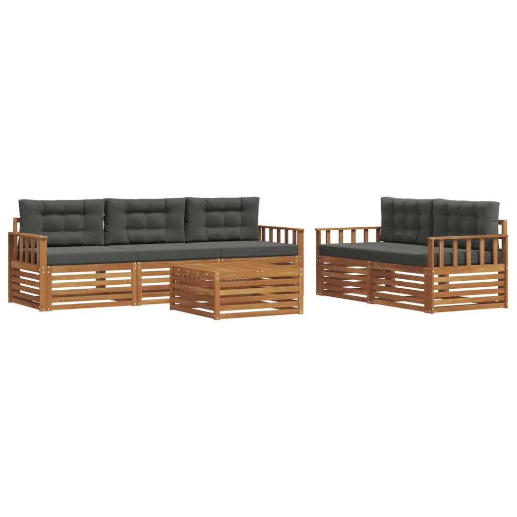 Set di divani da esterno con cuscino 6 pcs Naturale e Antracite 3373012