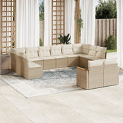 Set Divani da Giardino 12 pz con Cuscini Beige in Polyrattan 3258845