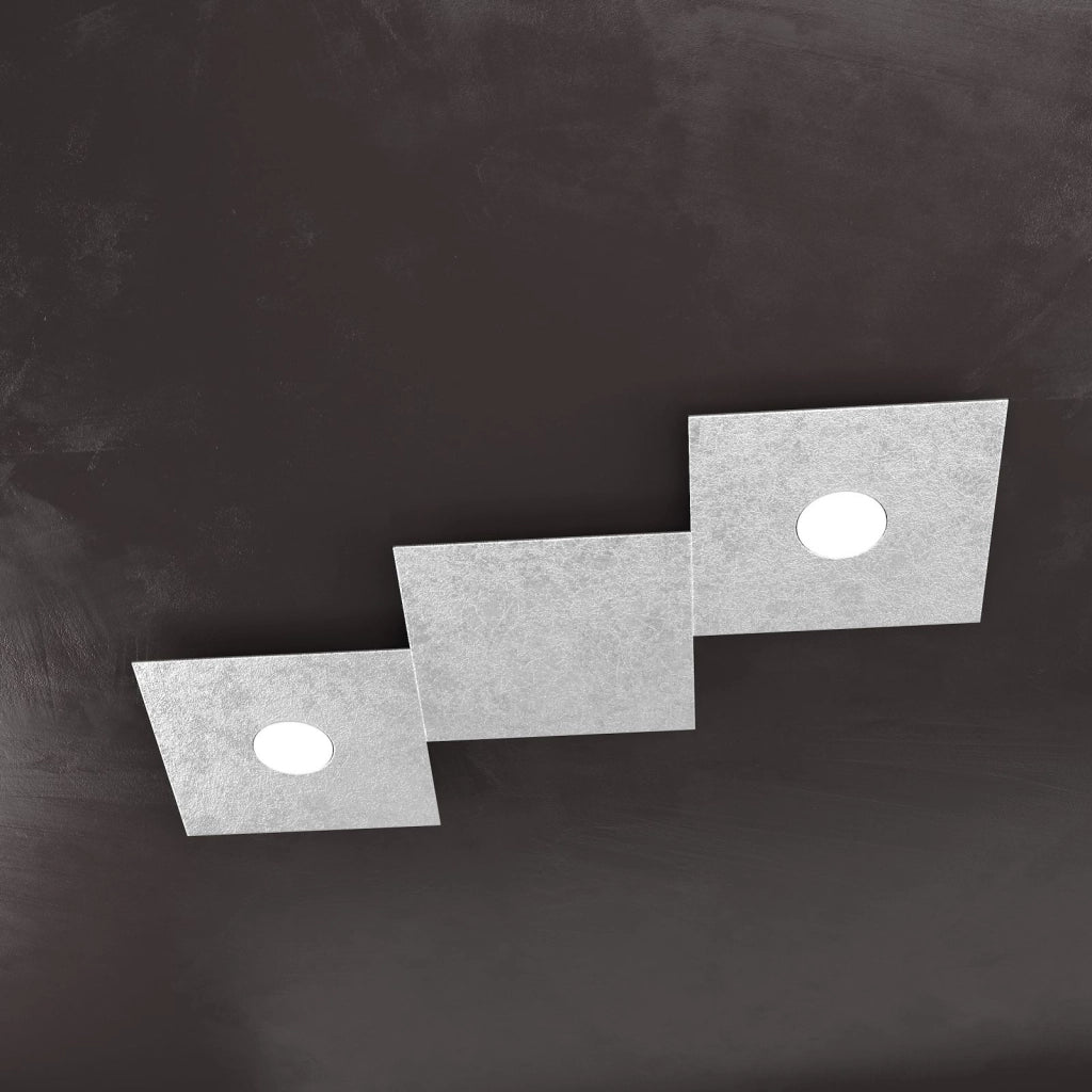 ECCENTRIC APPLIQUE-PLAFONIERA 2 LUCI + 1 DECORATIVO FOGLIA ARGENTO 1156-2L1D-FA
