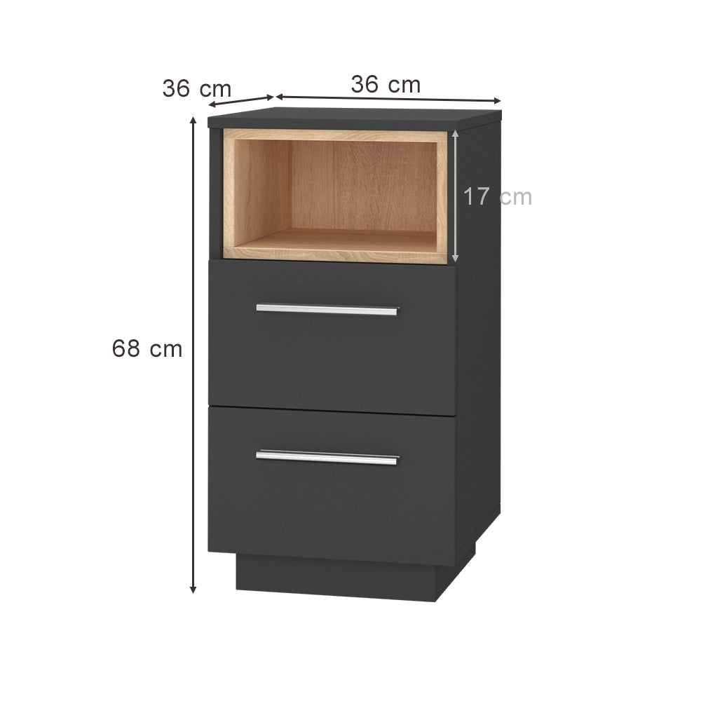 Vicco Comodini camera da letto Antracite 36 x 68 cm Set di 2