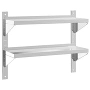 Mensola a Muro | Mensola a parete 2 Ripiani 75x23,5x60cm Argento in Acciaio Inox