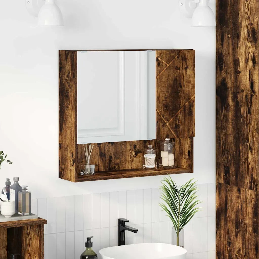 Mobiletto per specchio con porta Rovere fumé 59 x 17 x 55 cm 883369