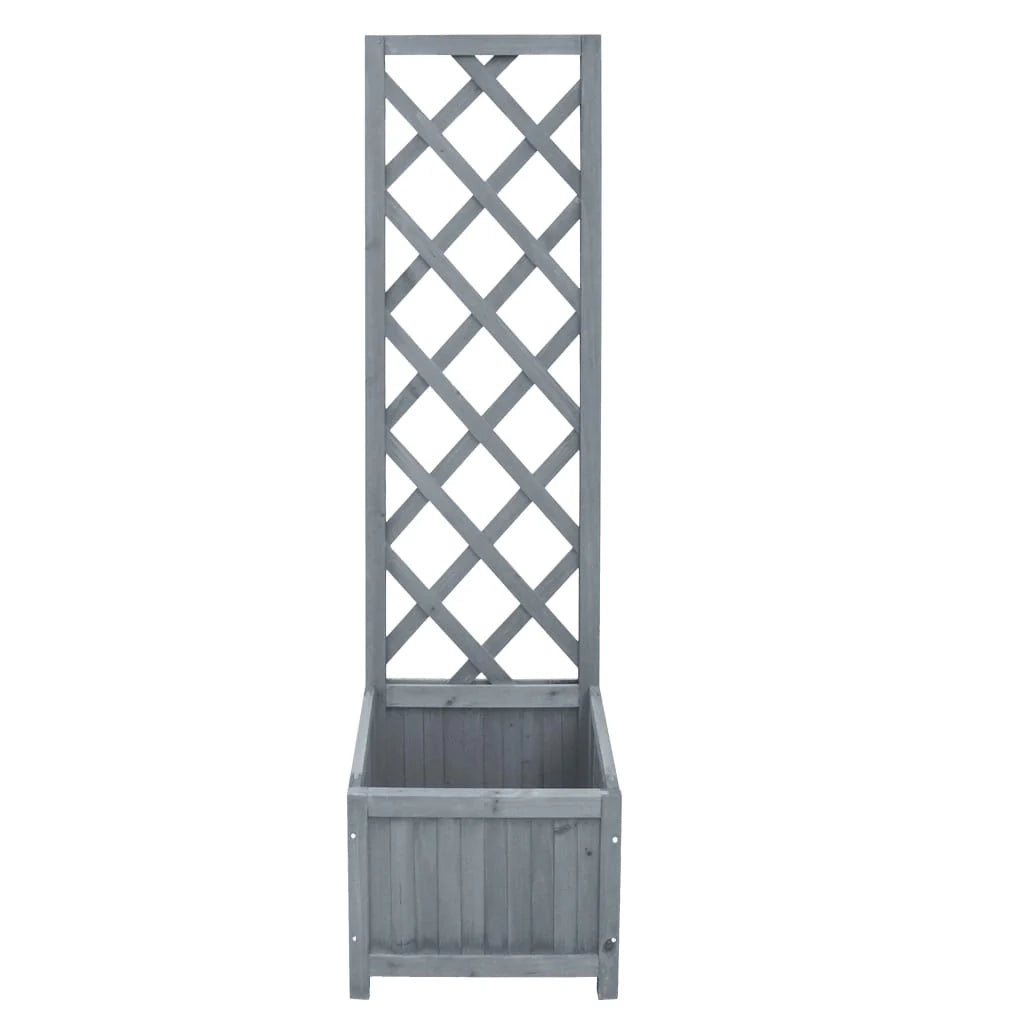 Aiuola rialzata/fioriera per piante fiori terrazza giardino traliccio 40 x 30 x 135 cm legno massello di abete grigio 02_0038597