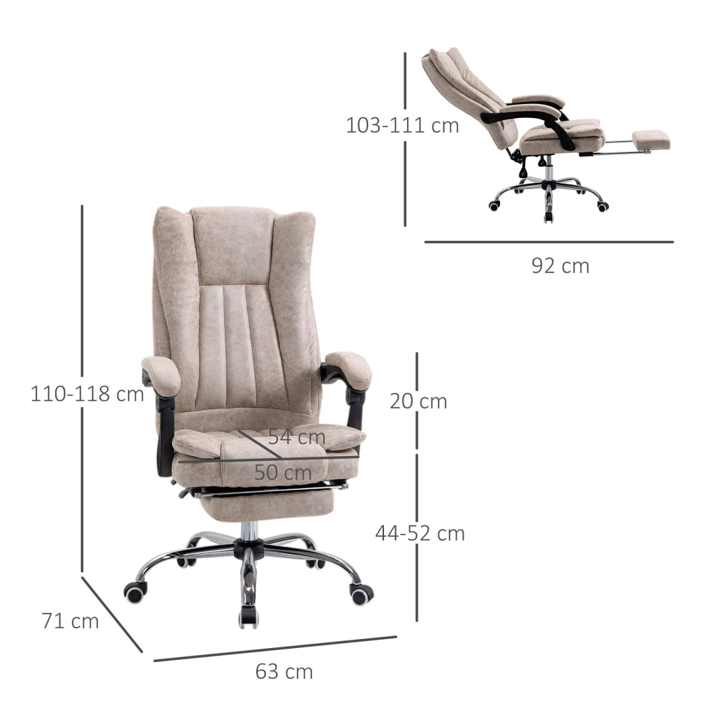 Sedia da ufficio ergonomica reclinabile beige con poggiapiedi