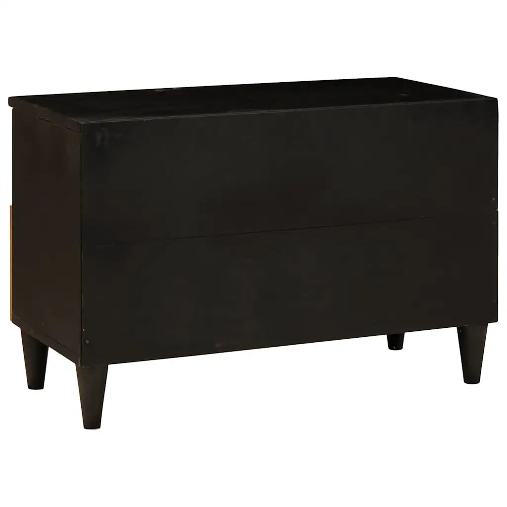 vidaXL Mobile TV Nero e Oro 70 x 33 x 46 cm legno massello di mango