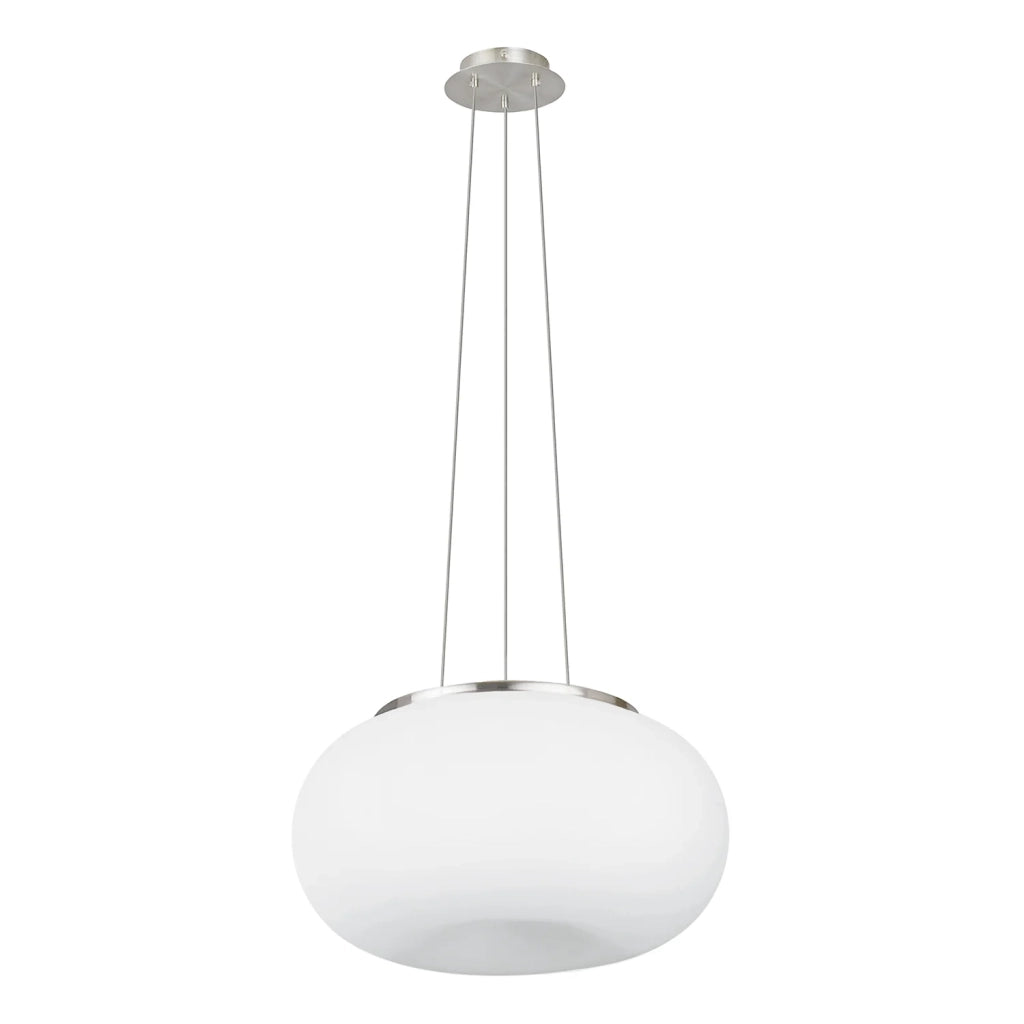 Lampadario A Sospensione Contemporaneo Optica Acciaio Nichel Vetro 2 Luci E27