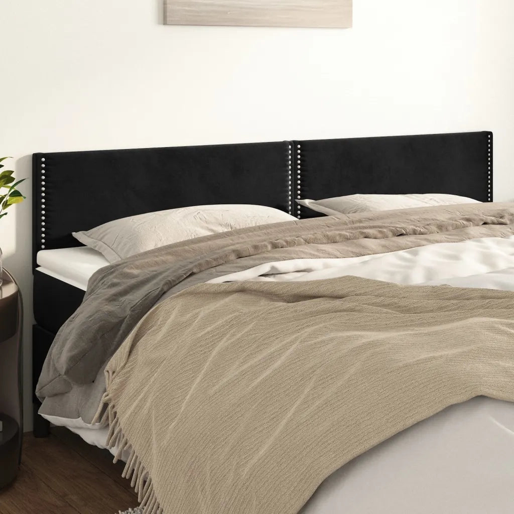 Testiera Nera 200x5x78/88 cm in Velluto 346000